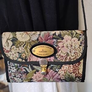 Floral Tapestry Crossbody Bag From Homer, Alaska. 5"X7" Fully Loaded With Detail